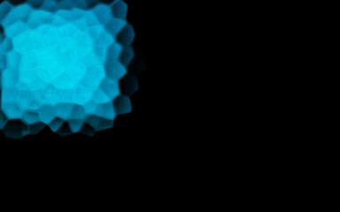 Blue Polygonal Shapes on black background. Honeycomb pattern.