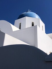 Santorini Blue Dome church - obrazy, fototapety, plakaty