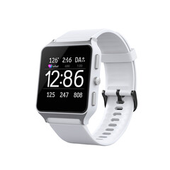 wrist smart watch mockup with white strap, png file of isolated cutout object with shadow on transparent background.