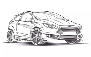 vector hand drawn car line art illustration of the front side 