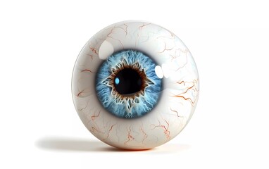 Realistic eyeball model, external view. 3D human eyeball in cartoon style. on a white background