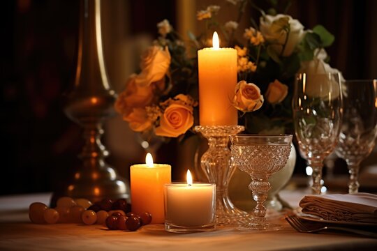 Candlelit Evening: Photograph the decor in the soft glow of candlelight.
