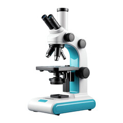 3D illustration with cartoon microscope on Isolated transparent background png. generated with AI