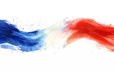 French waving flag in watercolor style. isolated on white background.