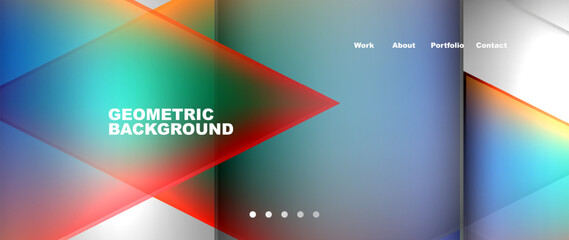 A colorful geometric background featuring rectangles and triangles in a rainbow of tints and shades, with electric blue accents. Perfect for displaying on electronic devices and multimedia gadgets