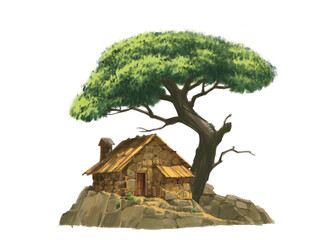 house with tree