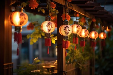 Hanging Lanterns: If there are hanging lanterns, capture them aglow in the evening.