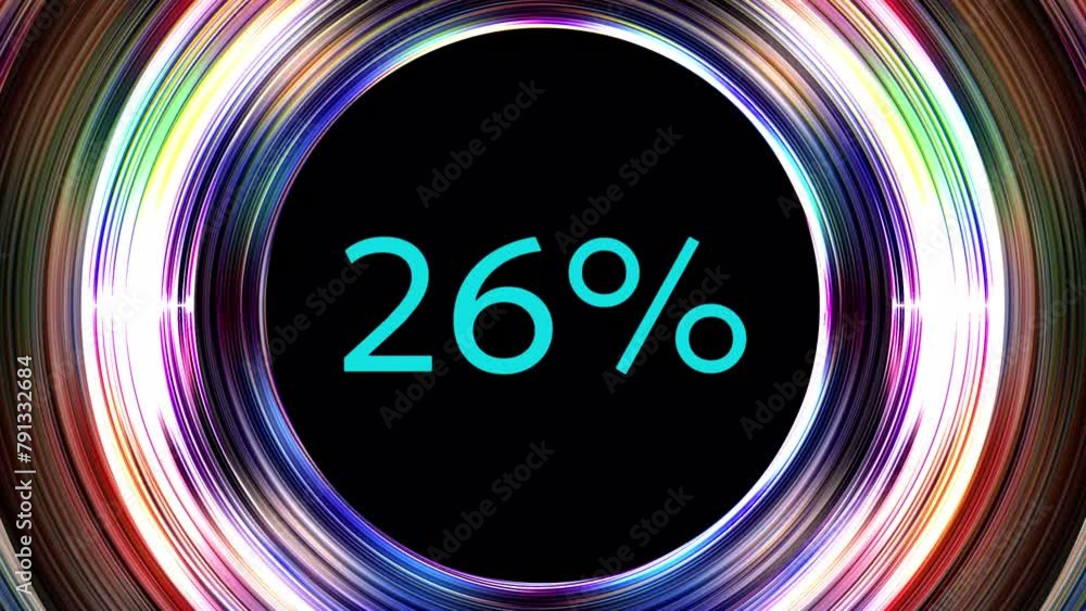 Poster animation 0 to 100 percent with circle lines on dark background