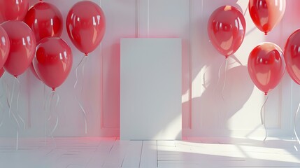 Minimalist Impact: Red Balloons and Empty Canvas