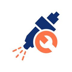 Injector repair solid icon on white background. Vector illustration.
