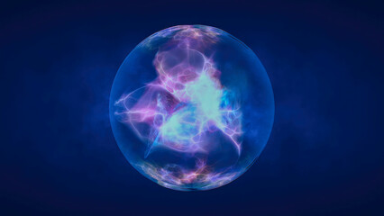 Fototapeta na wymiar Translucent glass energy futuristic magic round ball liquid plasma sphere. Abstract background. Video in high quality 4k, motion design