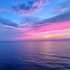 Naklejka na ściany i meble Beautiful sunset over the sea. Colorful sky with clouds.