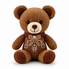 Teddy bear with a bow on a white background. 3D illustration.