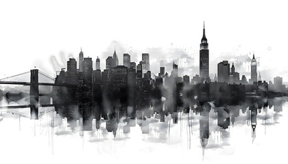 Contemporary style minimalist artwork poster collage illustration NY city of America city grafic b&w style