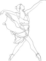 Ballet Dancer in Continuous Line Art