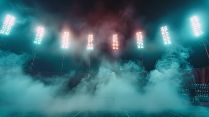 Vibrant Stadium Filled With Lights and Smoke