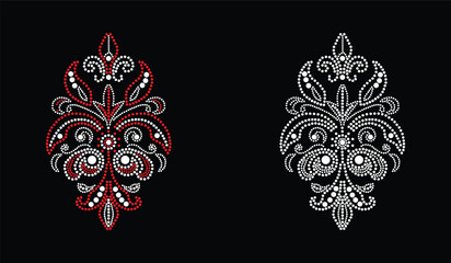 Rhinestone vector Design. rhinestone elephant vector design for Illustration of collar neck decoration with rhinestones in the form of a necklace. Flower Rhinestone Transfer, Iron on a hotfi, Rhinesto