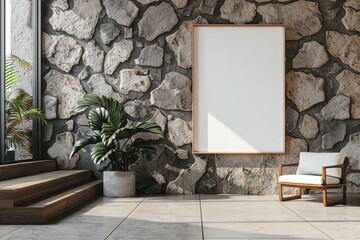 Modern Coastal Interior Design With a Blank Canvas Ready for Artwork