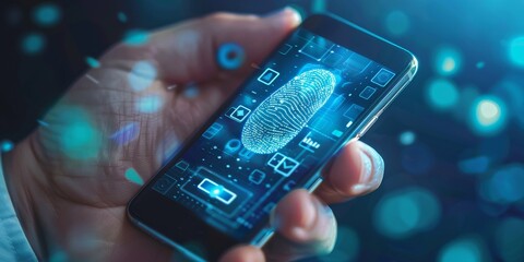 Close-Up of a Hand Holding Smartphone With Fingerprint Security Technology