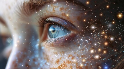 The freckles on a persons face resembled the constellations in the night sky drawing a parallel between the unique markings of humans and the vastness of the universe. .