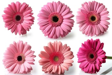 A vibrant collection of various meadow flowers, presenting unique shapes and colors, meticulously arranged on a stark white background to highlight their natural beauty.