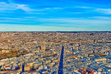 View from the Montparnasse tower on Paris in early spring.