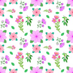 seamless pattern flower and leaves for background, backdrop, wallpaper, clothes