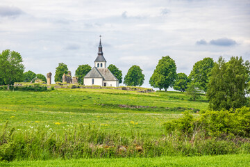 View at a Gudhems church in the Swedish countryside - 791339454