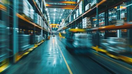 A blurred image of a busy warehouse represents the fastpaced and everevolving landscape of digital supply chain management with technology and innovation leading the way. .