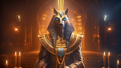 Anubis, god of ancient Egypt. The ancient Egyptian god of death and the world of the dead. Ai-generated. - Powered by Adobe