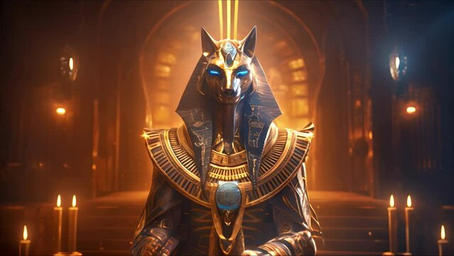 Anubis, god of ancient Egypt. The ancient Egyptian god of death and the world of the dead. Ai-generated.