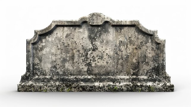 Old Stone Sign Plate Isolated on White Background
