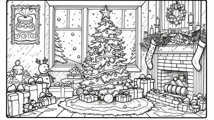 Holidays & Celebrations Coloring Book: A coloring page featuring a Christmas tree