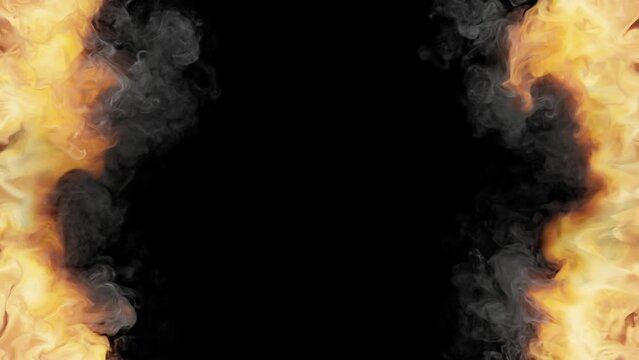 Hypnotic fire border as a captivating video background. Enchanting fire outline.