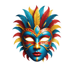 3d realistic carnival face mask on Isolated transparent background png. generated with AI