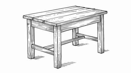Objects: A coloring page of a simple table with four legs and a flat top