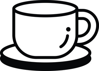 A cup with a saucer sits on a table