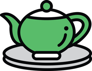 a teapot and saucer in Asian food concept