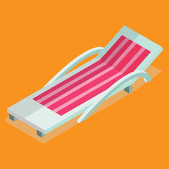 red striped beach lounger vector illustration