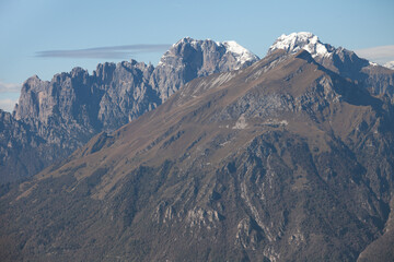 Dolomites seen from the Cansiglio area, Monte Serva in foreground