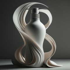 a stylish perfume bottle with curved lines, mockup template