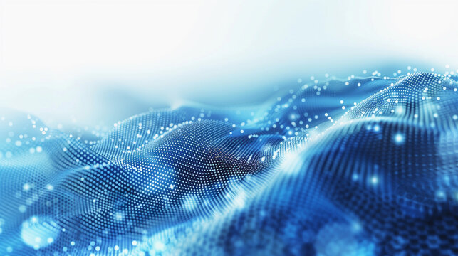 abstract blue background, digital landscape with undulating blue waves, futuristic data stream
