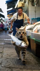 cat stealing fish vertical story size