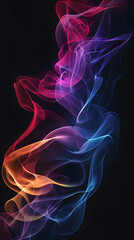Abstract background with 3d fluid or smoke, neon colors on black background
