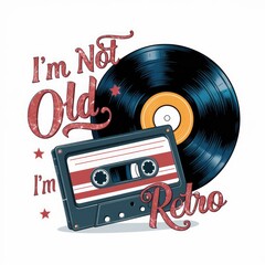 tape, cassette, record, cd retro style poster design