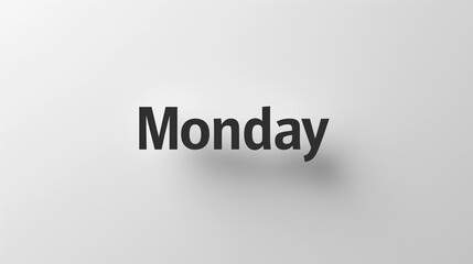 Fototapeta premium Monday Text on Sign Against White Backdrop - Week Start, Planning, Fresh Beginnings - Business, Education.