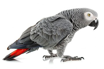 African Grey Parrot isolated on white