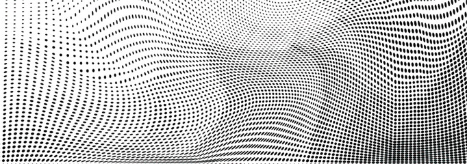Abstract monochrome polygonal halftone pattern. Wide vector illustration	