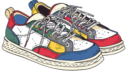 Sneakers with laces Hand drawn style vector design illustration