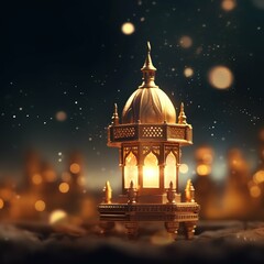 Obraz premium Eid mubarak and ramadan kareem greetings with islamic lantern and mosque. Eid al fitr background